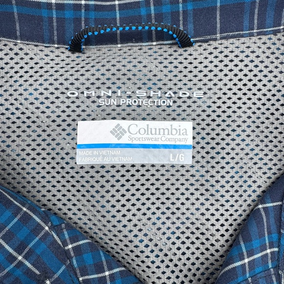 Columbia Navy/Black Checkered Omni Shade Outdoor Shirt, Size L‎ - Picture 4 of 14